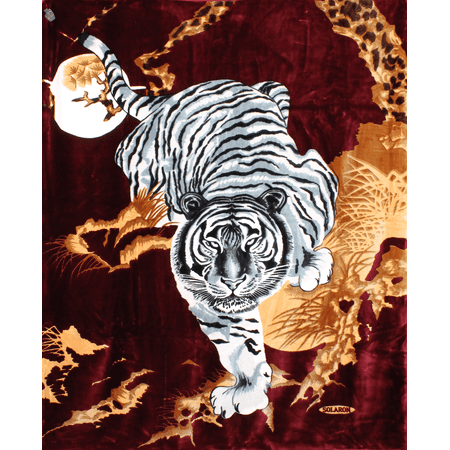 Solaron Classic Bengal Tiger Korean Thick Mink Soft Plush King Size Blanket Blue